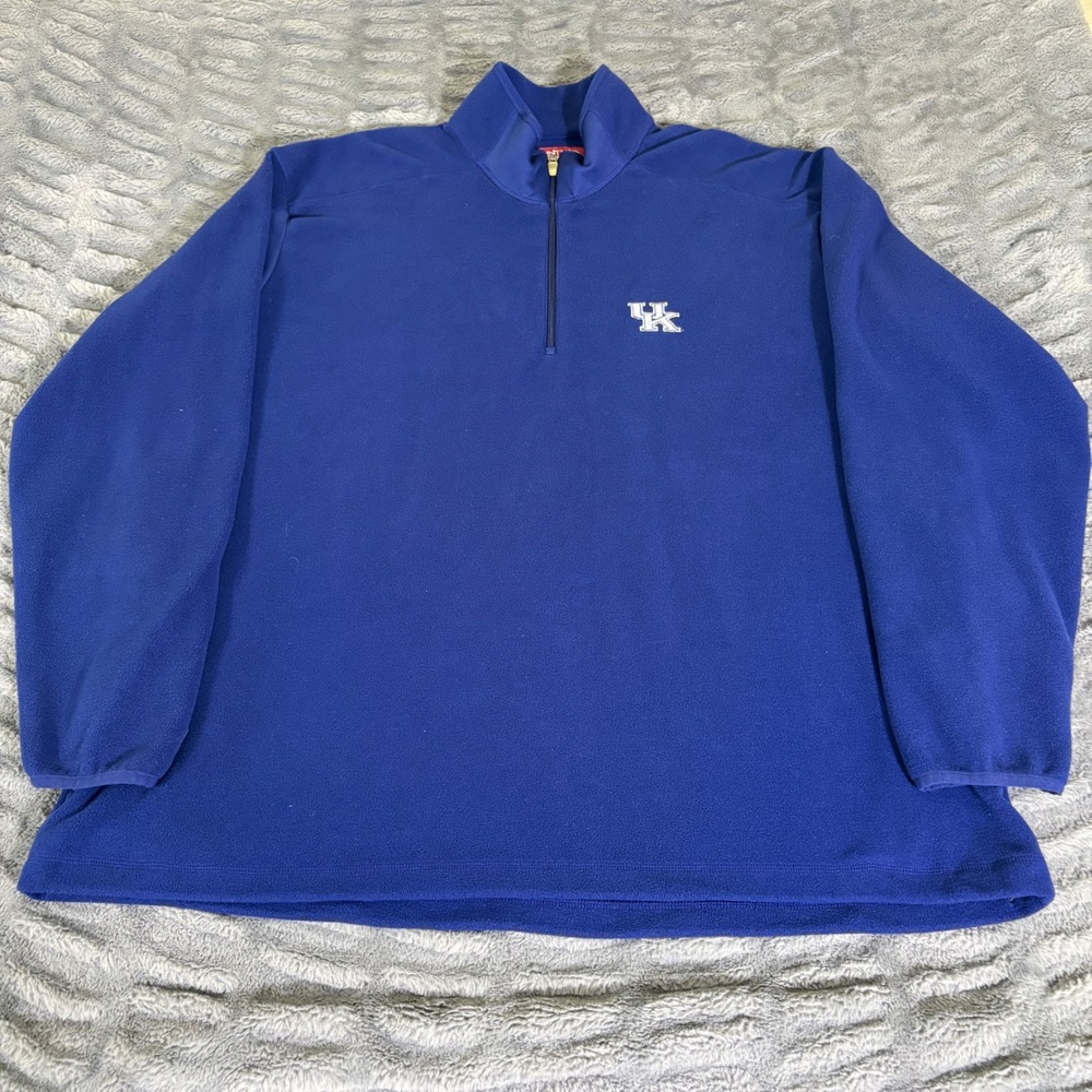Antigua Kentucky Wildcats Fleece Quarter Zip Pullover Blue Mens XXL AR989